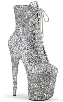 Pleaser Pole Shoes FLAMINGO-1020GWR Silver Glitter Boots