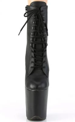 Pleaser Pole Shoes FLAMINGO-1020LWR Black Leather Ankle Boots