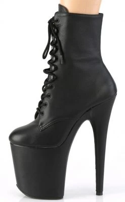 Pleaser Pole Shoes FLAMINGO-1020LWR Black Leather Ankle Boots