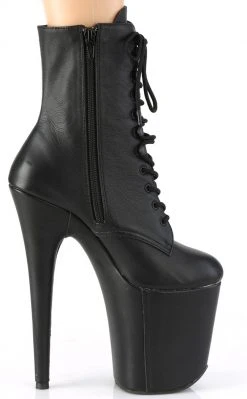 Pleaser Pole Shoes FLAMINGO-1020LWR Black Leather Ankle Boots