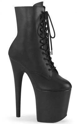 Pleaser Pole Shoes FLAMINGO-1020LWR Black Leather Ankle Boots
