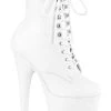 Pleaser FLAMINGO-1020LWR White Leather Ankle Boots