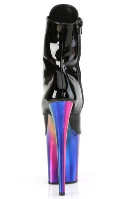 Pleaser FLAMINGO-1020RC Black Patent/Rainbow Chrome Boots