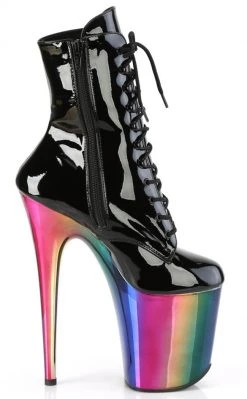 Pleaser FLAMINGO-1020RC Black Patent/Rainbow Chrome Boots