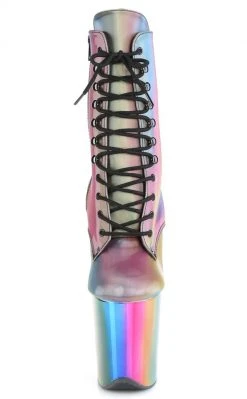 Pleaser FLAMINGO-1020RC Rainbow Reflective Chrome Boots Pole Shoes