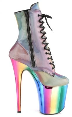 Pleaser FLAMINGO-1020RC Rainbow Reflective Chrome Boots Pole Shoes