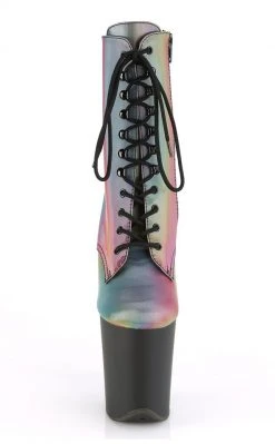 Pleaser FLAMINGO-1020REFL Rainbow Reflective Ankle Boots Pole Shoes