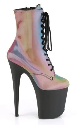 Pleaser FLAMINGO-1020REFL Rainbow Reflective Ankle Boots Pole Shoes