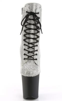 Pleaser FLAMINGO-1020RS Silver Rhinestone/Black Matte Boots