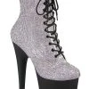 Pleaser FLAMINGO-1020RS Silver Rhinestone/Black Matte Boots