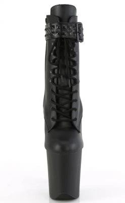 Pleaser FLAMINGO-1020STR Black Matte Ankle Boots