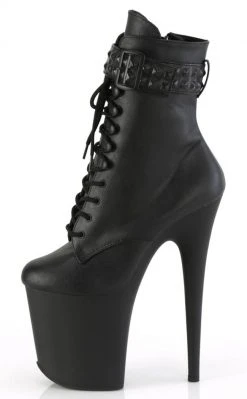 Pleaser FLAMINGO-1020STR Black Matte Ankle Boots