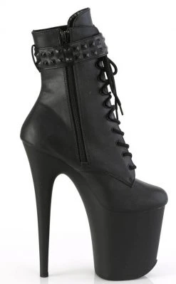 Pleaser FLAMINGO-1020STR Black Matte Ankle Boots