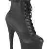 Pleaser FLAMINGO-1020STR Black Matte Ankle Boots