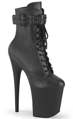 Pleaser FLAMINGO-1020STR Black Matte Ankle Boots