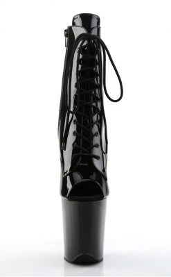 Pleaser FLAMINGO-1021 Black Patent Ankle Boots