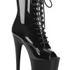 Pleaser FLAMINGO-1021 Black Patent Ankle Boots