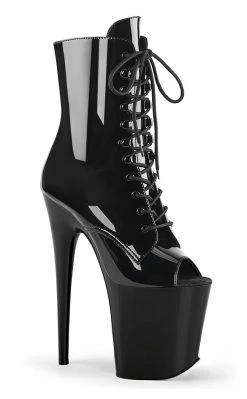 Pleaser FLAMINGO-1021 Black Patent Ankle Boots