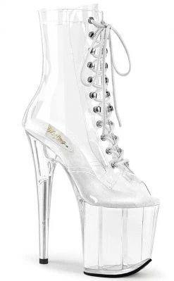 Pleaser Pole Shoes FLAMINGO-1021 Clear Ankle Boots