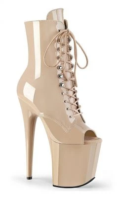 Pleaser Pole Shoes FLAMINGO-1021 Nude Ankle Boots