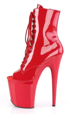 Pleaser Pole Shoes FLAMINGO-1021 Red Patent Ankle Boots
