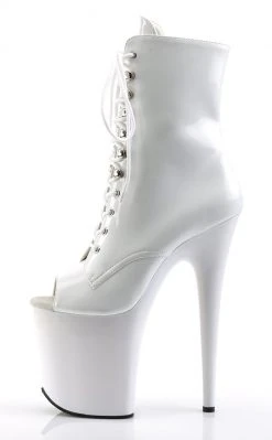 Pleaser FLAMINGO-1021 White Ankle Boots