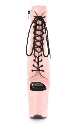 Pleaser FLAMINGO-1021FS Baby Pink Faux Suede Ankle Boots Pole Shoes