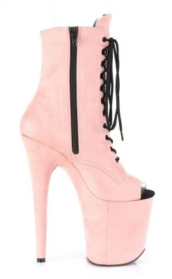 Pleaser FLAMINGO-1021FS Baby Pink Faux Suede Ankle Boots Pole Shoes