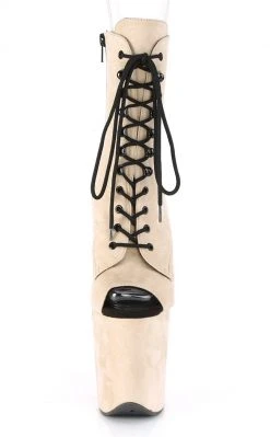 Pleaser FLAMINGO-1021FS Beige Faux Suede Ankle Boots