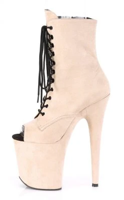 Pleaser FLAMINGO-1021FS Beige Faux Suede Ankle Boots