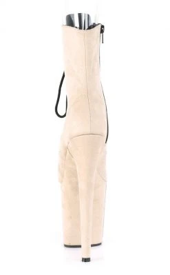 Pleaser FLAMINGO-1021FS Beige Faux Suede Ankle Boots
