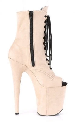 Pleaser FLAMINGO-1021FS Beige Faux Suede Ankle Boots