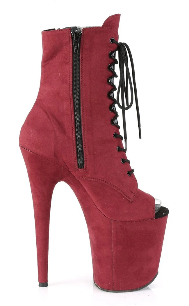 Pleaser FLAMINGO-1021FS Burgundy Faux Suede Ankle Boots 7 Pleaser FLAMINGO-1021FS Burgundy Faux Suede Ankle Boots