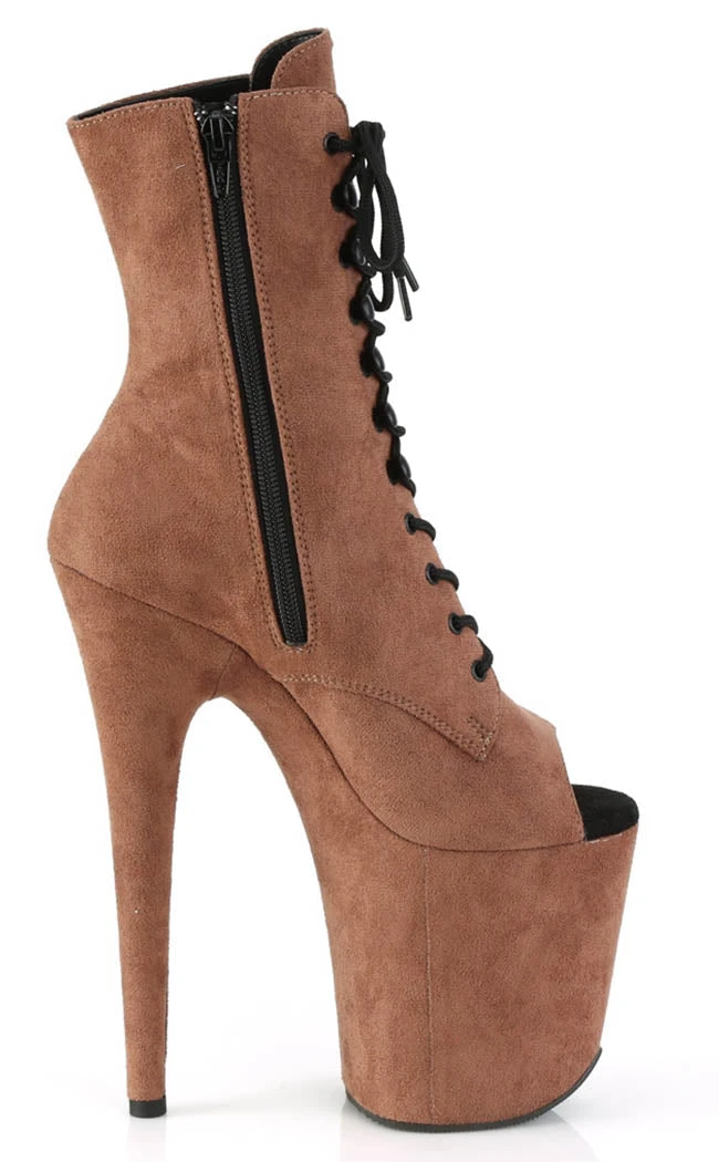Pleaser FLAMINGO-1021FS Caramel Faux Suede Ankle Boots Pole Shoes 7 Pleaser FLAMINGO-1021FS Caramel Faux Suede Ankle Boots Pole Shoes