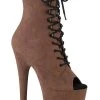 Pleaser FLAMINGO-1021FS Caramel Faux Suede Ankle Boots Pole Shoes
