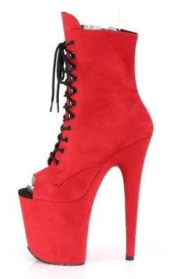 Pleaser Pole Shoes FLAMINGO-1021FS Red Faux Suede Ankle Boots 9 Pleaser Pole Shoes FLAMINGO-1021FS Red Faux Suede Ankle Boots