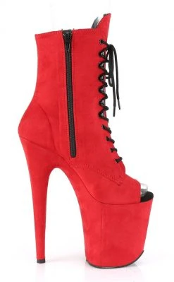 Pleaser Pole Shoes FLAMINGO-1021FS Red Faux Suede Ankle Boots 11 Pleaser Pole Shoes FLAMINGO-1021FS Red Faux Suede Ankle Boots