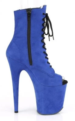 Pleaser Pole Shoes FLAMINGO-1021FS Royal Blue Faux Suede Ankle Boots