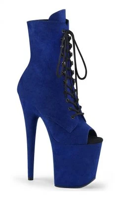 Pleaser Pole Shoes FLAMINGO-1021FS Royal Blue Faux Suede Ankle Boots