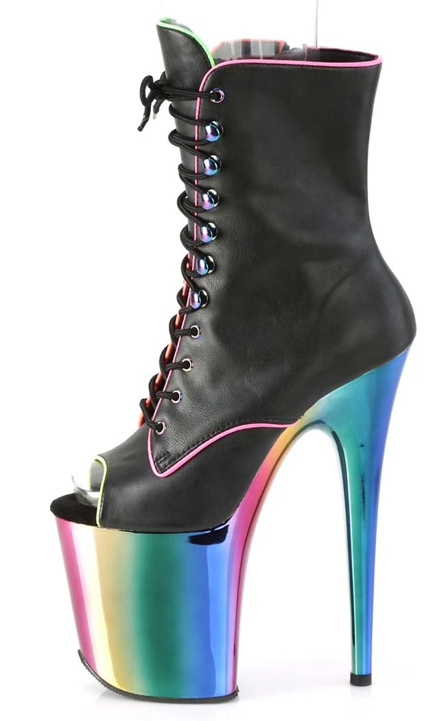 Pleaser Pole Shoes FLAMINGO-1021RC-02 Black Matte/Rainbow Chrome Boots 5 Pleaser Pole Shoes FLAMINGO-1021RC-02 Black Matte/Rainbow Chrome Boots