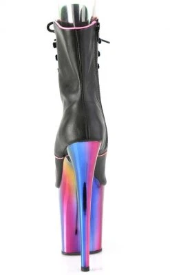 Pleaser Pole Shoes FLAMINGO-1021RC-02 Black Matte/Rainbow Chrome Boots 10 Pleaser Pole Shoes FLAMINGO-1021RC-02 Black Matte/Rainbow Chrome Boots