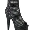 Pleaser FLAMINGO-1031GM Black Rhinestone Mesh Chrome Boots Pole Shoes 2 Pleaser FLAMINGO-1031GM Black Rhinestone Mesh Chrome Boots Pole Shoes