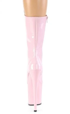 Pleaser FLAMINGO-1050 Baby Pink Patent Mid Calf Boots