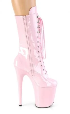 Pleaser FLAMINGO-1050 Baby Pink Patent Mid Calf Boots