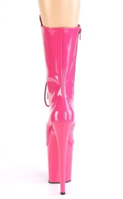 Pleaser FLAMINGO-1050 Hot Pink Patent Mid Calf Boots