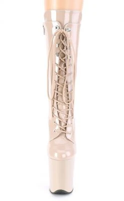 Pleaser Pole Shoes FLAMINGO-1050 Nude Patent Mid Calf Boots