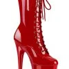 Pleaser FLAMINGO-1050 Red Patent Mid Calf Boots Pole Shoes 1 Pleaser FLAMINGO-1050 Red Patent Mid Calf Boots Pole Shoes