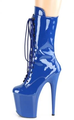 Pleaser Pole Shoes FLAMINGO-1050 Royal Blue Patent Mid Calf Boots