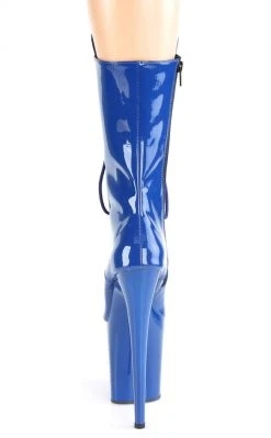 Pleaser Pole Shoes FLAMINGO-1050 Royal Blue Patent Mid Calf Boots