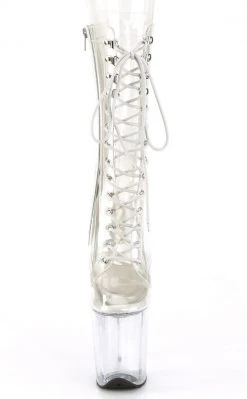 Pleaser FLAMINGO-1050C Clear Mid Calf Boots Pole Shoes